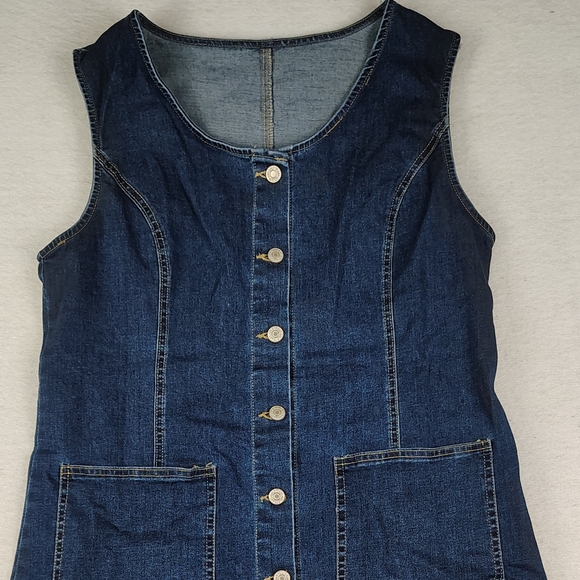 New Buttonfront Sleeveless Denim Dress Size Large - Picture 3 of 5